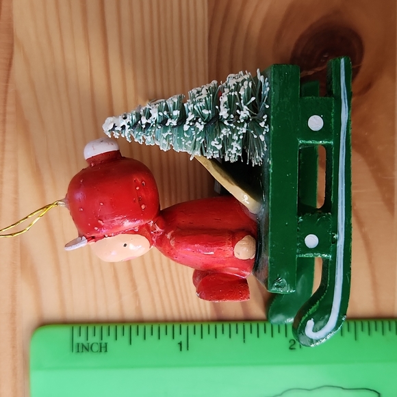 Antique/Vintage, Rare! Handcrafted, Wooden, Santa/Sleigh Ornament. 2"x2". - Picture 6 of 7